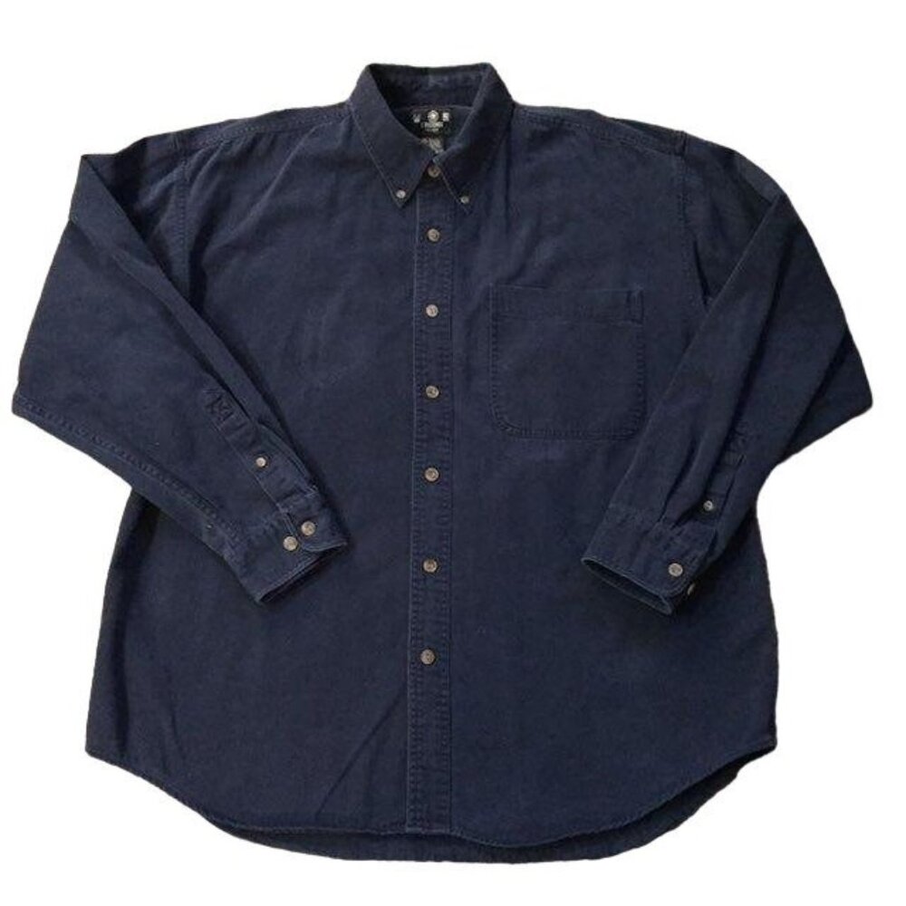 Vintage J Riggins Cotton Shirt Mens L Blue Button Down Long Sleeve Casual